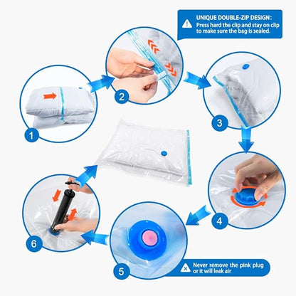 5pcs Compressed Clothes Bags with Blower 