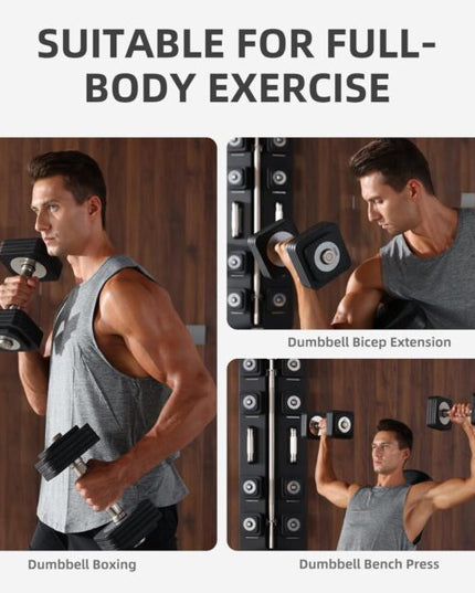 مجموعة دامبل متغيرة وزن 20كيلو لون اسود D200