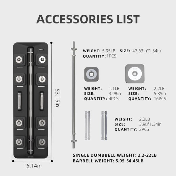 مجموعة دامبل مع بار متغير وزن 25كيلو لون اسودD600